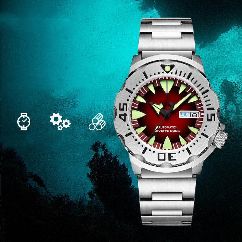 Men's Stainless Steel Luminous Waterproof Mechanical Action Watch