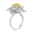 Load image into Gallery viewer, 18K White and Yellow Gold 1.75 Cttw Yellow Asscher Lab Grown Center Diamond Floral Cluster Ring (Yellow/G-H Color, VS1-VS2 Clarity)
