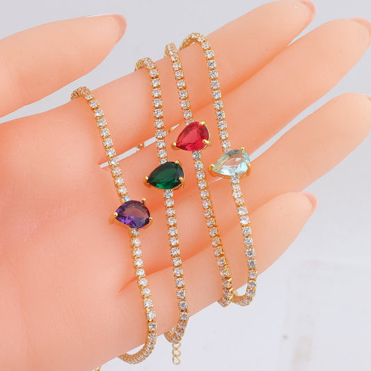 Drop-shaped Zircon Ladies Bracelet Simple Temperament Electroplating Real Gold