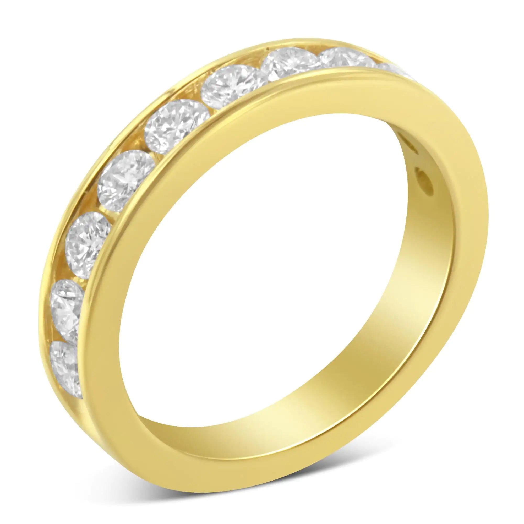 18K Yellow Gold Round Cut Diamond Band Ring (1 Cttw, H-I Color, SI2-I1 Clarity)