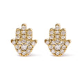 Load image into Gallery viewer, 10K Yellow Gold Diamond Accented Hamsa Stud Earrings (H-I Color, I1-I2 Clarity)
