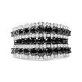 Load image into Gallery viewer, .925 Sterling Silver 1 3/4 Cttw Treated Black and White Alternating Diamond Multi Row Band Ring (Black / I-J Color, I2-I3 Clarity)
