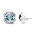 Load image into Gallery viewer, 18K White Gold 3/8 Cttw Diamond and 11x11mm Clover-Cut London Blue Topaz Gemstone Halo Clover Stud Earrings (G-H Color, SI1-SI2 Clarity)
