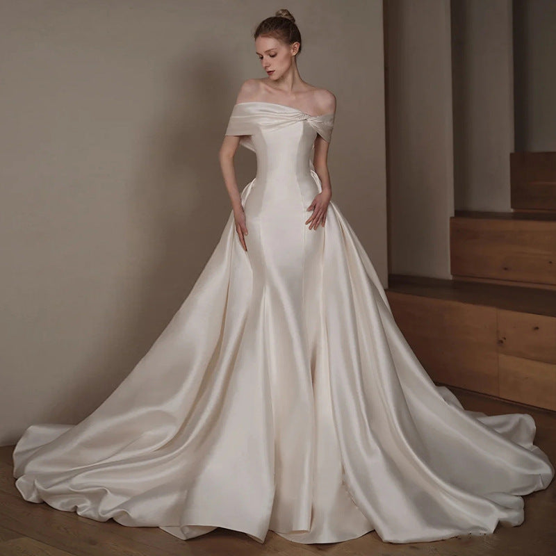 Women's Fashion Satin Fishtail Main Wedding Dress