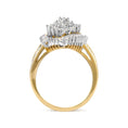 Load image into Gallery viewer, 10K Yellow Gold 1.0 Cttw Round and Baguette-Cut Diamond Cluster Ring (I-J Color, SI2-I1 Clarity)
