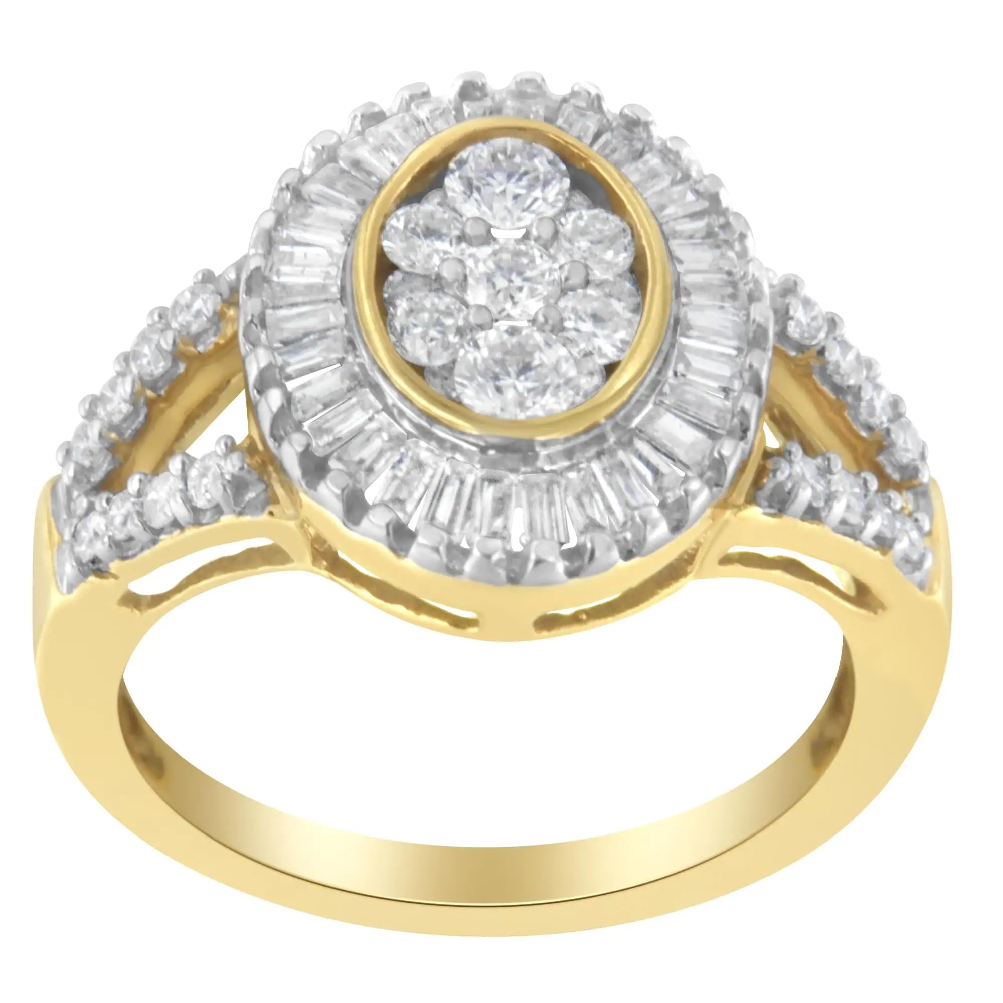 10k Yellow Gold Diamond Cocktail Ring (1 cttw, H-I Color, SI2-I1 Clarity)