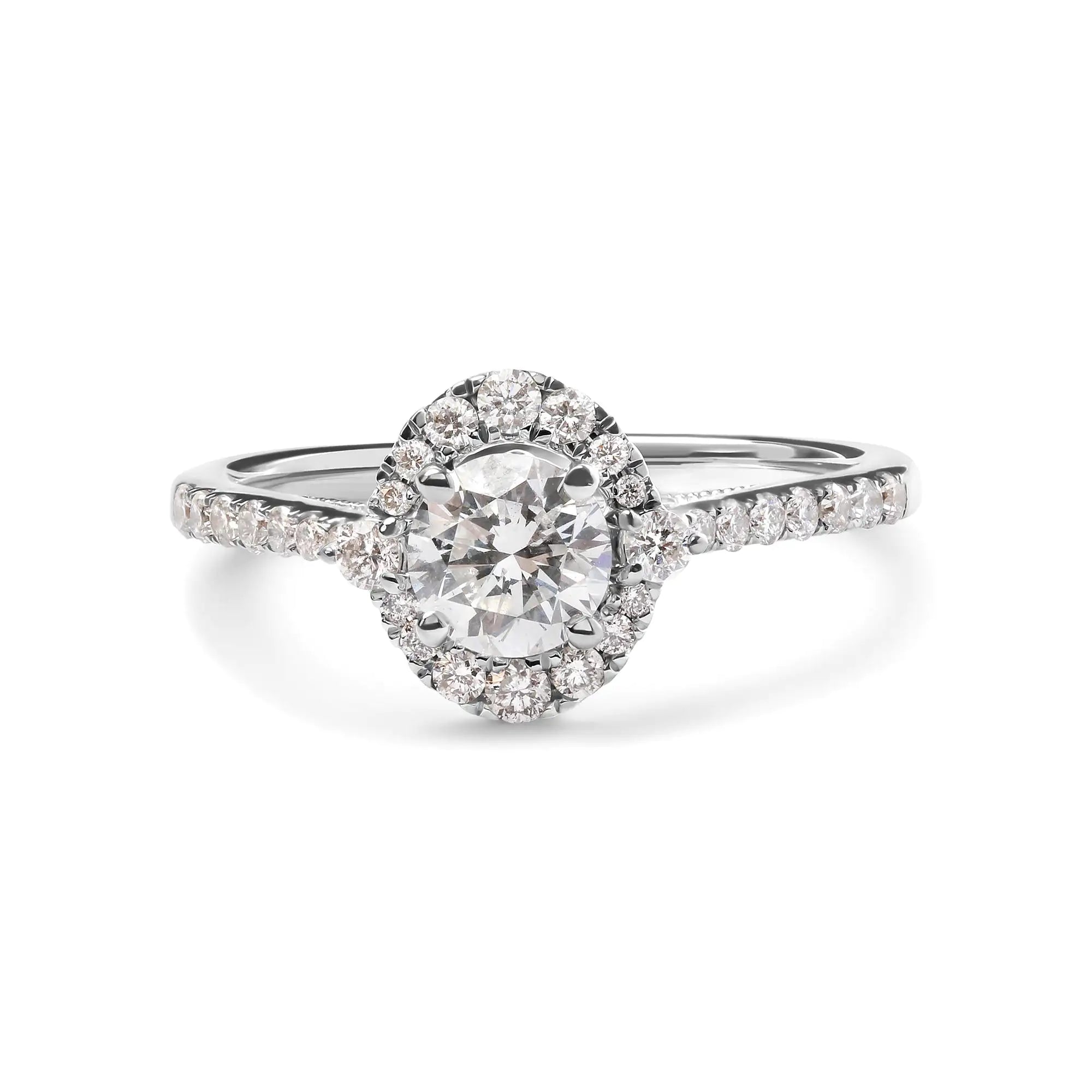 GIA Certified 14k White Gold 4/5 Cttw Diamond Halo Engagement Ring (G-H Color, SI1-SI2 Clarity)