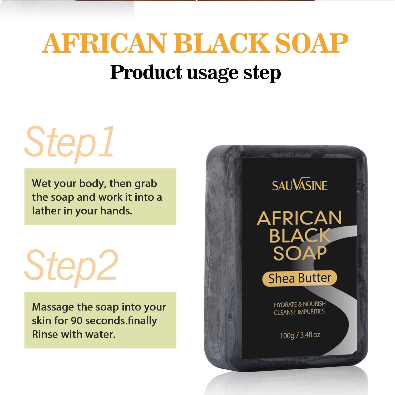 Shuo Woxin African Black Soap Deep Cleansing Body Anti-mite Moisturizing Skin