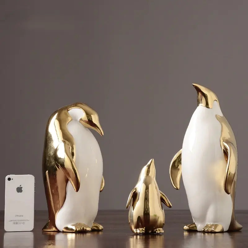 Gold White Penguin statue Home Decor