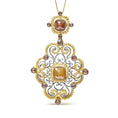 Load image into Gallery viewer, 14K White and Yellow Gold 4.0 Cttw Fancy Color Rose Cut Diamond Antique Style 18" Pendant Necklace (Yellow Color, I1-I2 Clarity)
