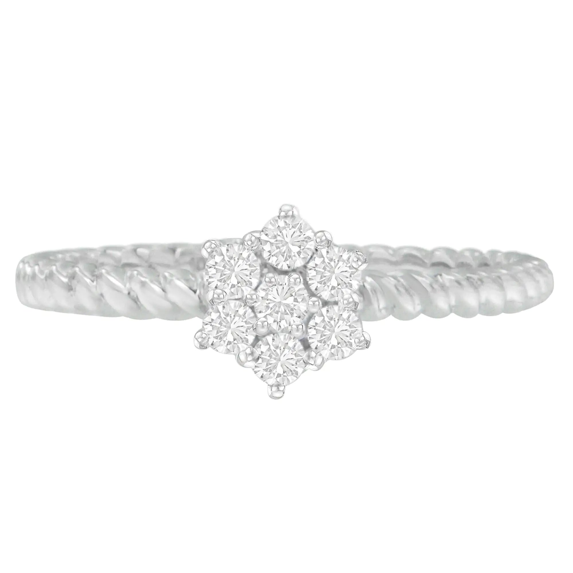 10K White Gold Diamond Cluster Ring (1/4 Cttw, H-I Color, SI1-SI2 Clarity)