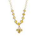 Load image into Gallery viewer, 14K Yellow Gold 16 7/8 Cttw Fancy Yellow Rose Cut Diamond 16" Collar Necklace with 4 Leaf Clover Drop (Fancy Yellow/I-J Color, I1-I2 Clarity)
